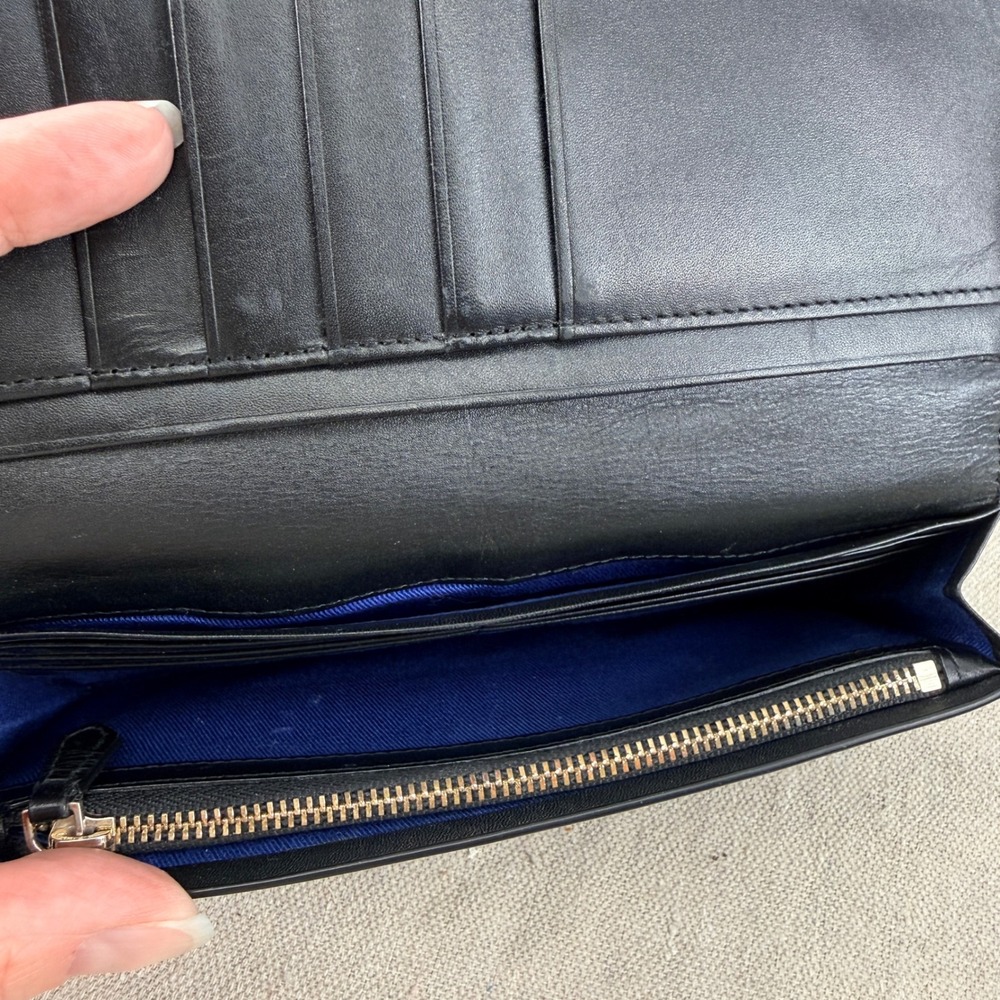 Paul Smith Black Leather Signature Stripe Continental Wallet Long Zip Pouch - Picture 7 of 9